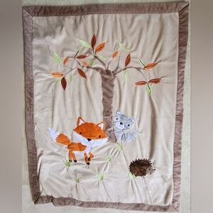 Koala Baby Fox Raccoon Hedegehog Blanket Orange Tan Brown Plush Sherpa Velour